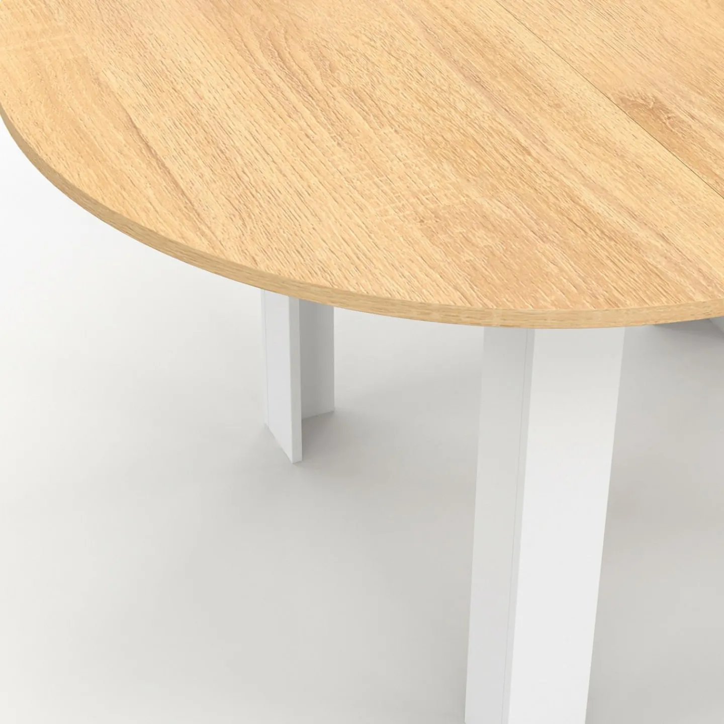 Table à manger extensible ronde en bois 110-150 cm 4-8 personnes plateau façon hêtre*IDMarket