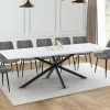 Table à manger extensible rectangle 200-240 cm 8-12 personnes effet marbre blanc*IDMarket Discount