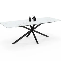 Table à manger extensible rectangle 200-240 cm 8-12 personnes effet marbre blanc*IDMarket Discount