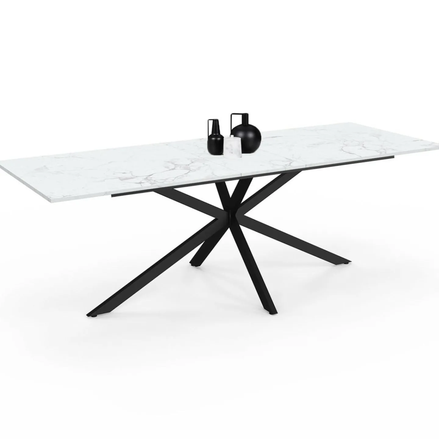 Table à manger extensible rectangle 200-240 cm 8-12 personnes effet marbre blanc*IDMarket Discount