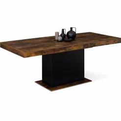 Table à manger extensible bois effet vieilli et noir 6-10 personnes 160-200 cm*IDMarket