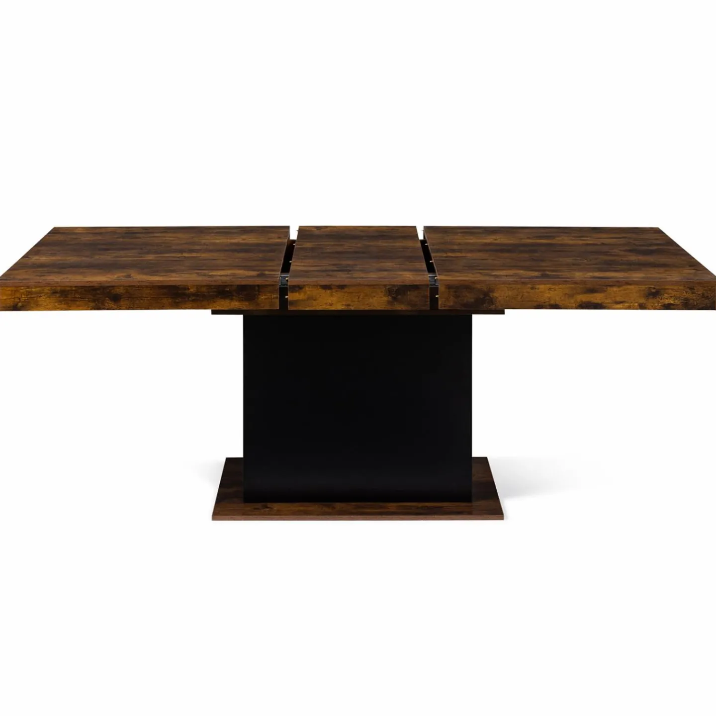 Table à manger extensible bois effet vieilli et noir 6-10 personnes 160-200 cm*IDMarket