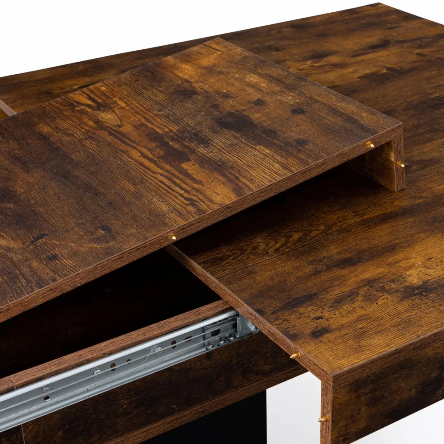 Table à manger extensible bois effet vieilli et noir 6-10 personnes 160-200 cm*IDMarket