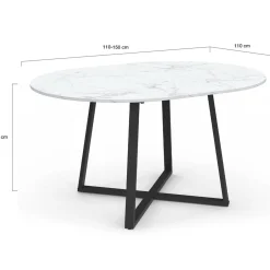 Table à manger extensible ronde 4-8 personnes noire*IDMarket Online