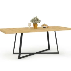 Table à manger extensible rectangle 160-200 cm 6-10 personnes bois et noir*IDMarket Discount