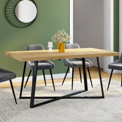 Table à manger extensible rectangle 160-200 cm 6-10 personnes bois et noir*IDMarket Discount