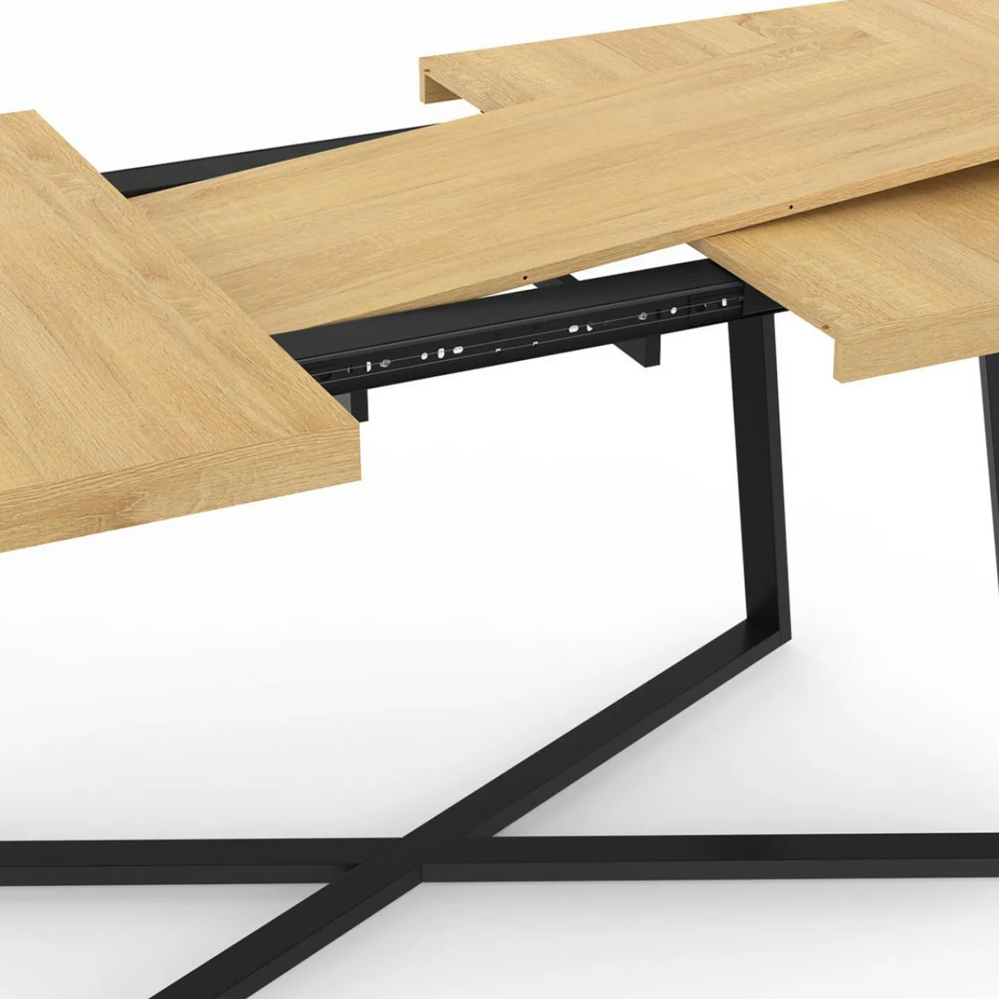 Table à manger extensible rectangle 160-200 cm 6-10 personnes bois et noir*IDMarket Discount