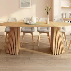 Table à manger extensible ronde 4-10 personnes pied bois 110-200 cm*IDMarket Clearance