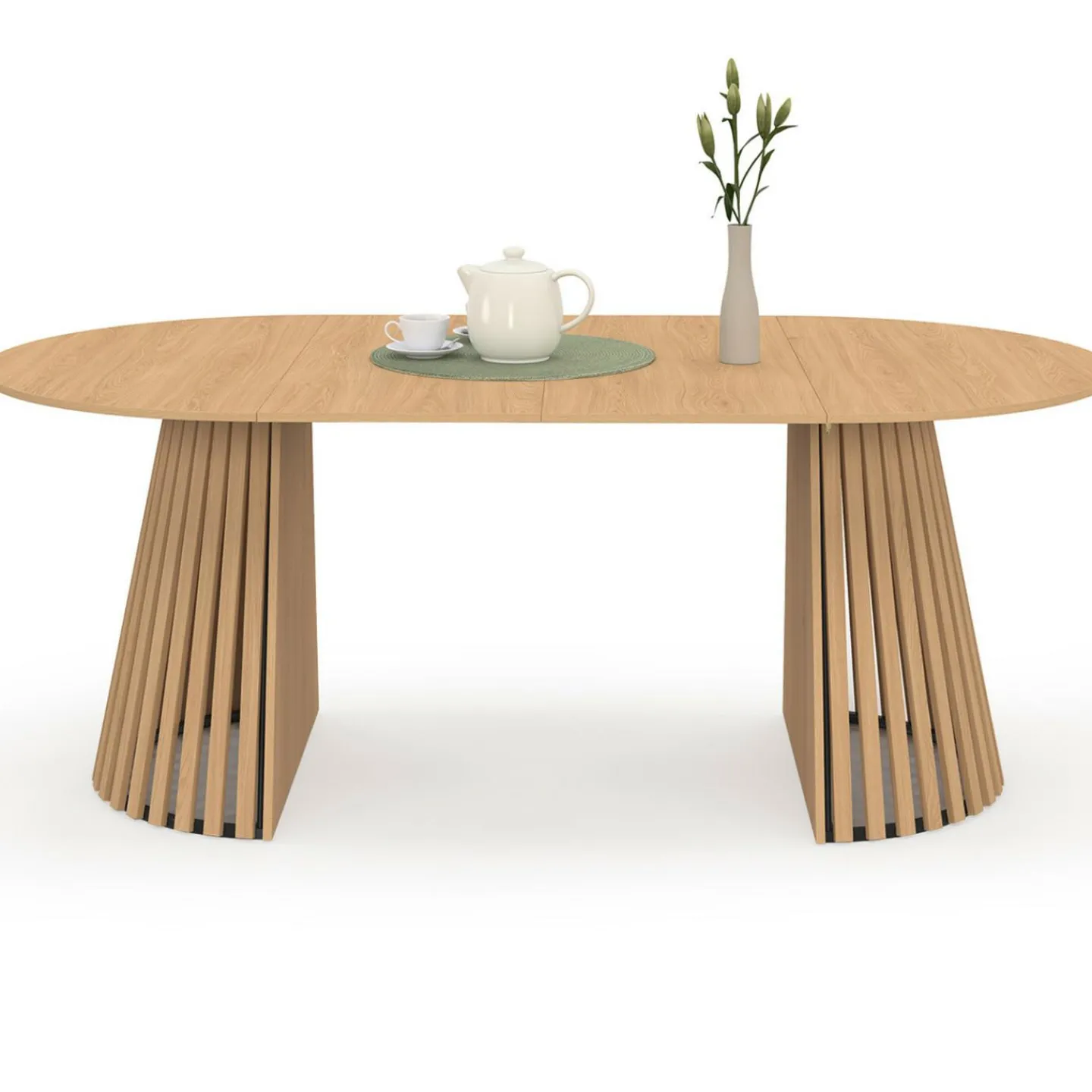 Table à manger extensible ronde 4-10 personnes pied bois 110-200 cm*IDMarket Clearance