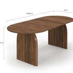 Table à manger extensible japandi ovale 6-10 personnes noyer 160 - 200 cm*IDMarket Outlet