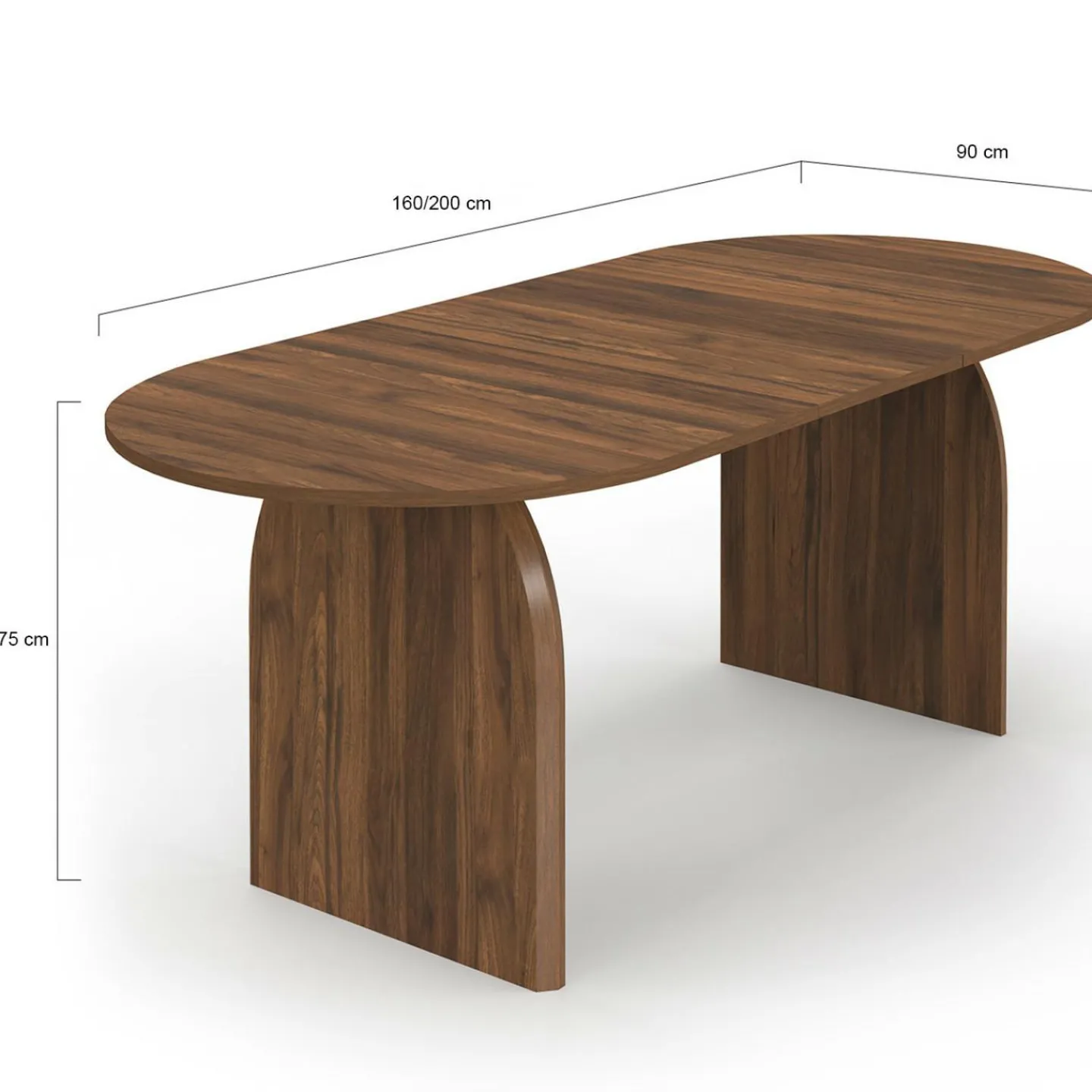 Table à manger extensible japandi ovale 6-10 personnes noyer 160 - 200 cm*IDMarket Outlet