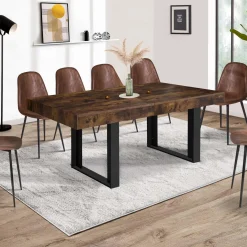 Table à manger extensible rectangle bois et noir*IDMarket