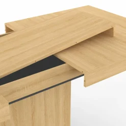 Table à manger extensible rectangle bois et socle noir*IDMarket
