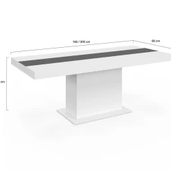 Table à manger extensible rectangle blanche 160x200 cm*IDMarket Hot