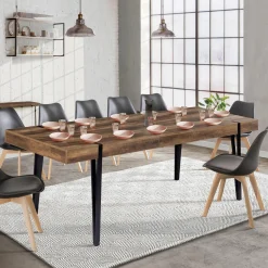 Table à manger extensible en bois pieds épingle noir 8-12 personnes 200-240 cm*IDMarket Discount