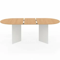 Table à manger extensible ovale MARTHE 6 -10 personnes bois façon hêtre et blanc 160-200 cm*IDMarket Sale