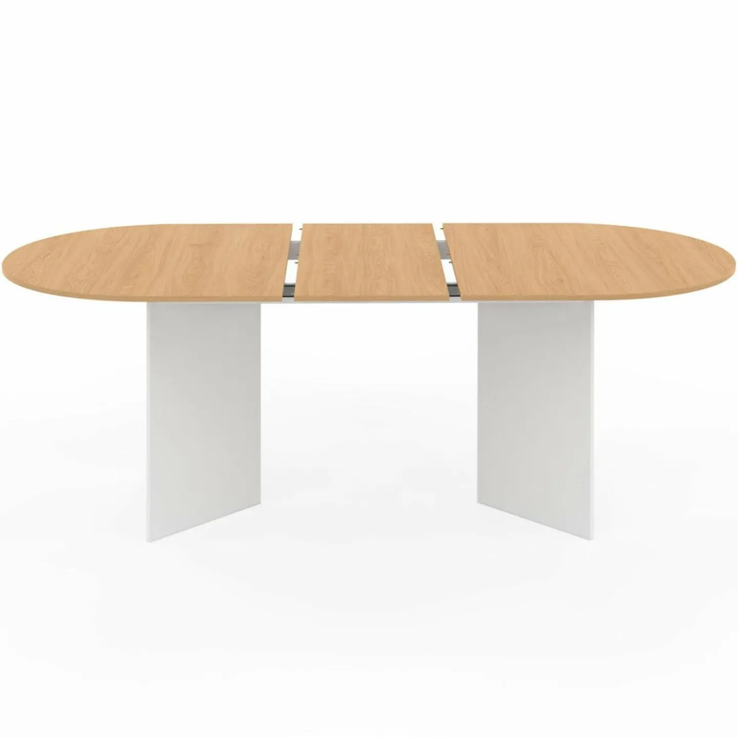 Table à manger extensible ovale MARTHE 6 -10 personnes bois façon hêtre et blanc 160-200 cm*IDMarket Sale