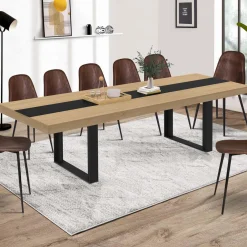 Table à manger extensible bois et bande centrale noire*IDMarket Clearance