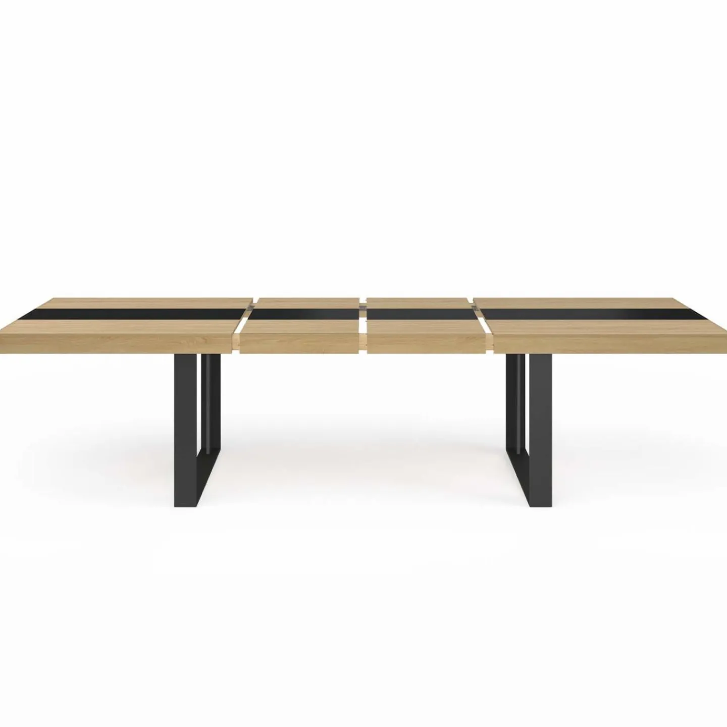 Table à manger extensible bois et bande centrale noire*IDMarket Clearance