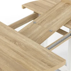 Table à manger extensible ronde bois et blanc 110-150 cm pour 4 à 6 personnes*IDMarket Online