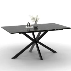 Table à manger extensible effet marbre noir*IDMarket Sale