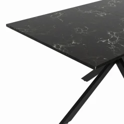 Table à manger extensible effet marbre noir*IDMarket Sale