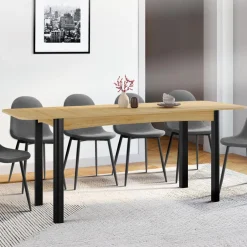 Table à manger extensible rectangulaire bois et noir*IDMarket Discount