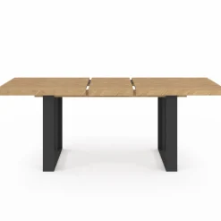 Table à manger extensible rectangulaire effet chevrons et noir*IDMarket