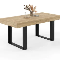 Table à manger extensible 120-160 cm 4-6 personnes noire et bois*IDMarket Hot