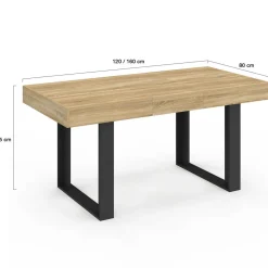 Table à manger extensible 120-160 cm 4-6 personnes noire et bois*IDMarket Hot