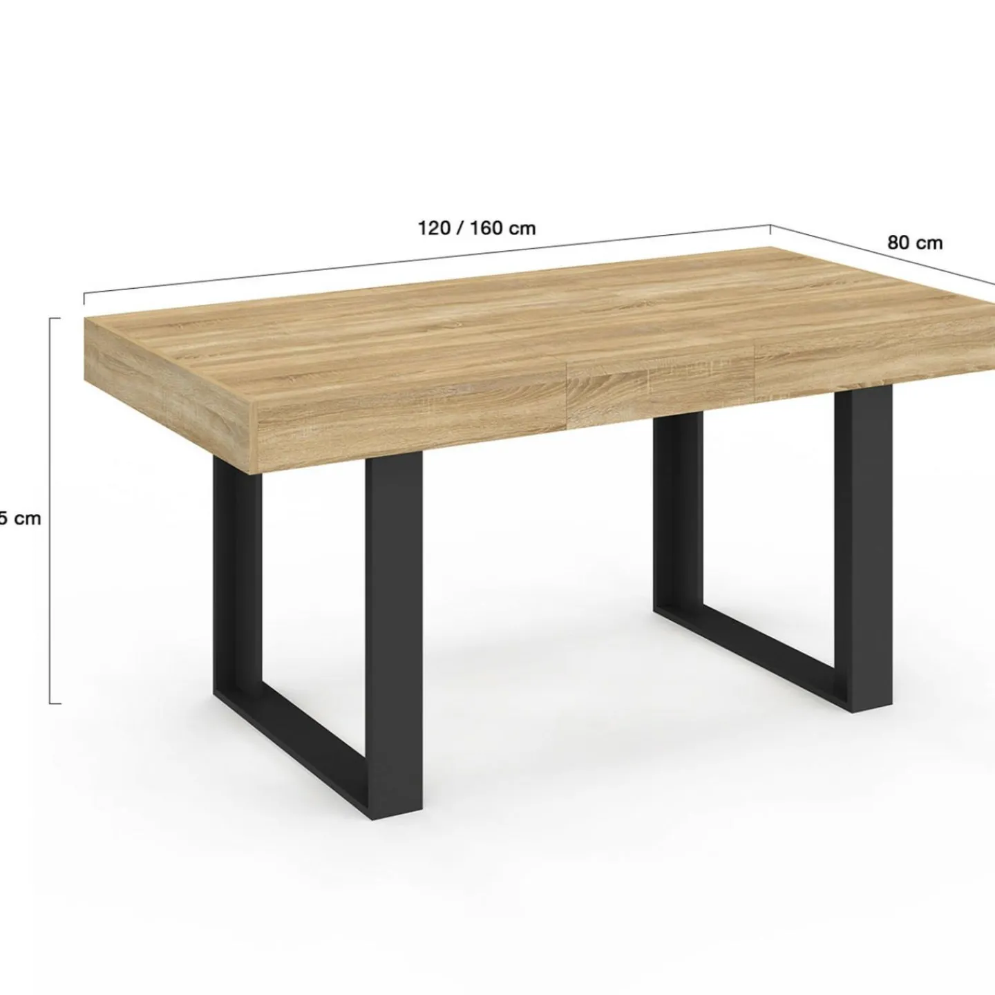 Table à manger extensible 120-160 cm 4-6 personnes noire et bois*IDMarket Hot