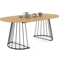 Table à manger extensible ronde 4-10 personnes bois et noir 110 - 200 cm*IDMarket Discount