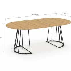 Table à manger extensible ronde 4-10 personnes bois et noir 110 - 200 cm*IDMarket Discount