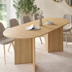 Table à manger extensible ovale 160-200 cm bois façon hêtre 6-10 personnes*IDMarket Outlet