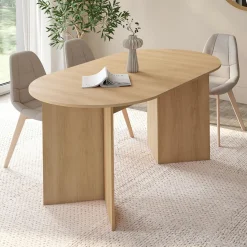 Table à manger extensible ovale 160-200 cm bois façon hêtre 6-10 personnes*IDMarket Outlet