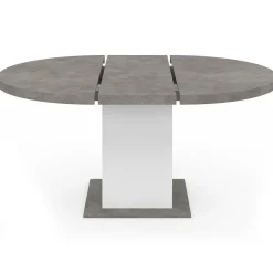 Table à manger extensible ronde 4-8 personnes béton et blanc 120-160 cm*IDMarket