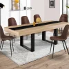 Table à manger extensible 6-10 personnes bois et bande centrale noire*IDMarket