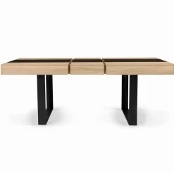 Table à manger extensible 6-10 personnes bois et bande centrale noire*IDMarket