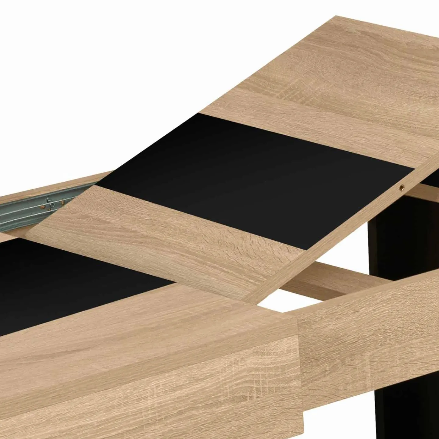 Table à manger extensible 6-10 personnes bois et bande centrale noire*IDMarket