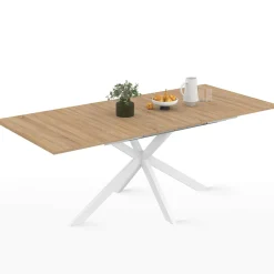 Table à manger extensible rectangulaire bois et blanc*IDMarket