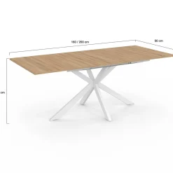 Table à manger extensible rectangulaire bois et blanc*IDMarket