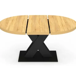 Table à manger extensible ronde 4-8 personnes bois et noir 110 - 150cm*IDMarket Online