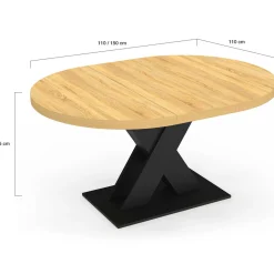 Table à manger extensible ronde 4-8 personnes bois et noir 110 - 150cm*IDMarket Online