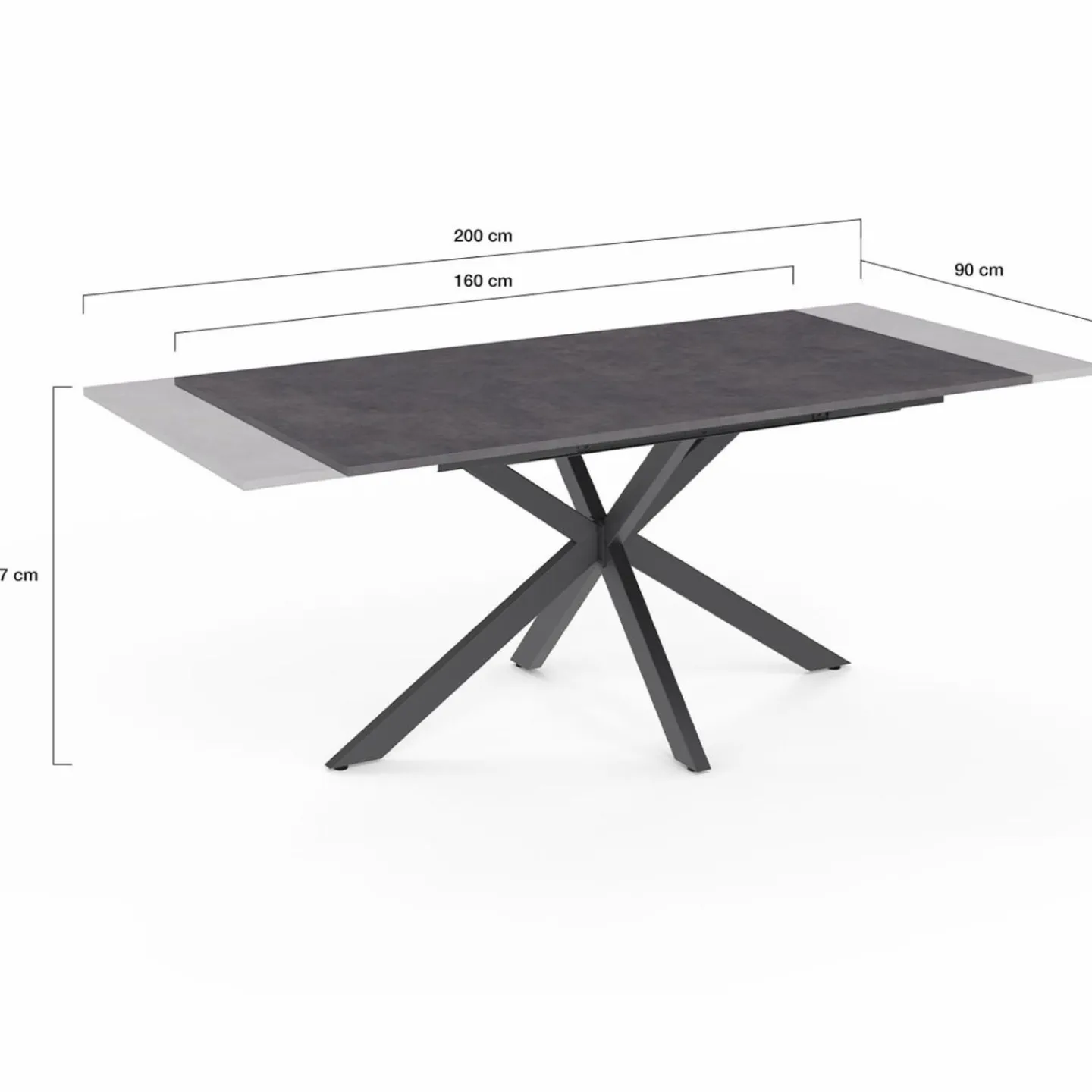 Table à manger extensible 6 à 10 personnes avec plateau effet béton pied araignée*IDMarket Outlet