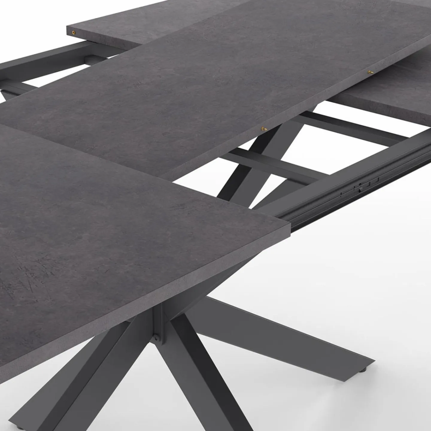 Table à manger extensible 6 à 10 personnes avec plateau effet béton pied araignée*IDMarket Outlet