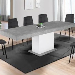 Table à manger extensible béton et blanc 6-10 personnes 160-200 cm*IDMarket Outlet