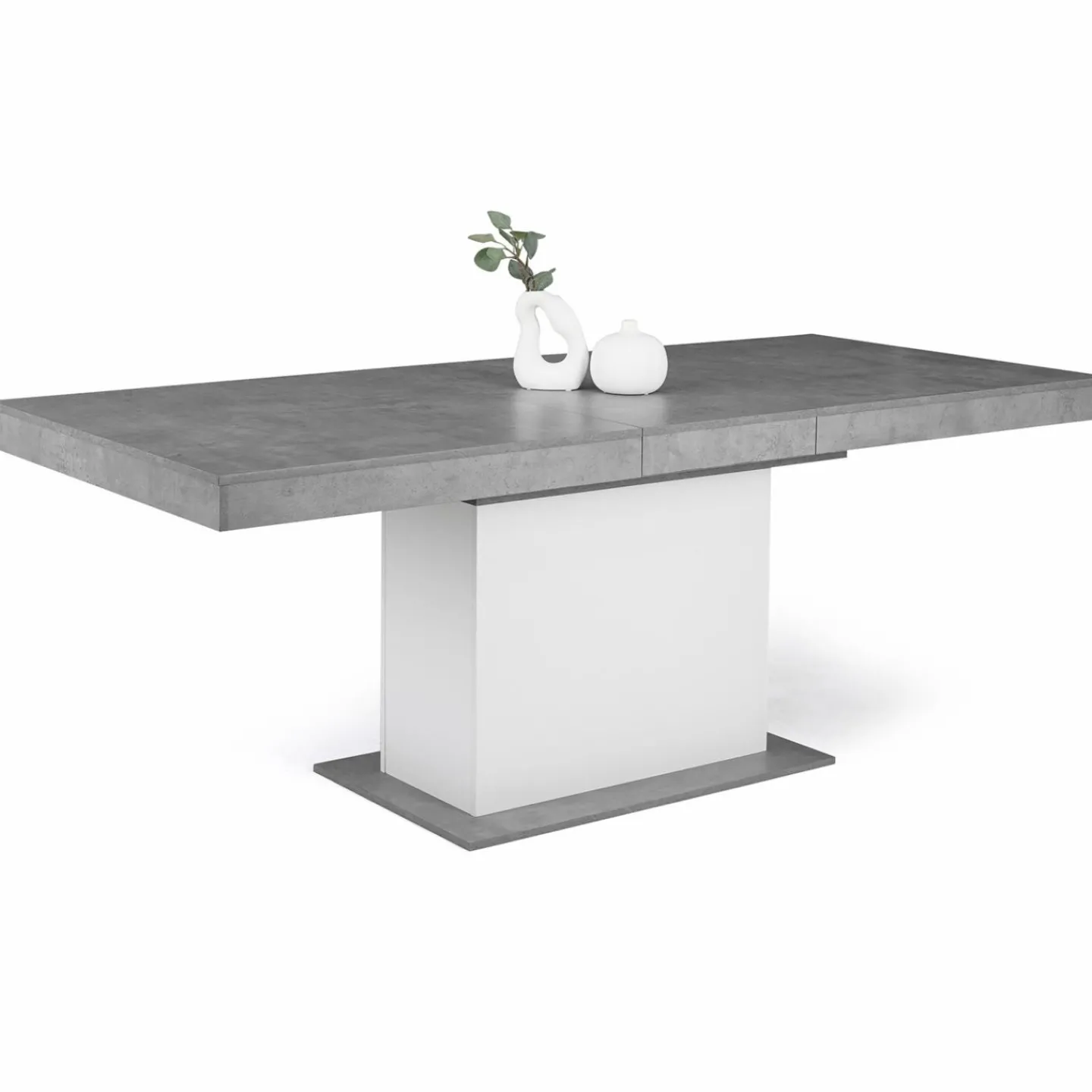 Table à manger extensible béton et blanc 6-10 personnes 160-200 cm*IDMarket Outlet