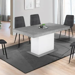 Table à manger extensible béton et blanc 6-10 personnes 160-200 cm*IDMarket Outlet
