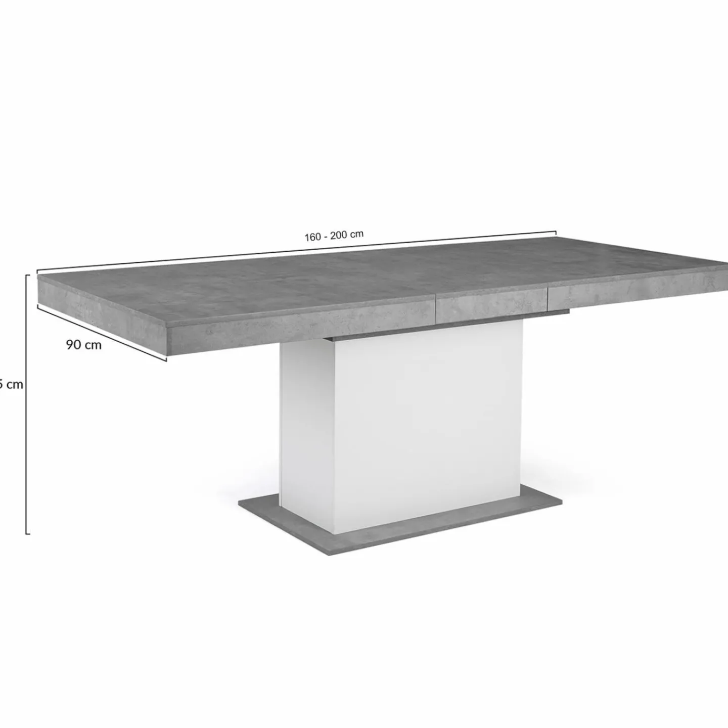 Table à manger extensible béton et blanc 6-10 personnes 160-200 cm*IDMarket Outlet