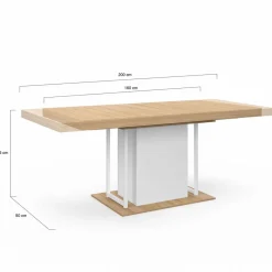 Table à manger extensible rectangulaire bois façon hêtre et blanc*IDMarket Clearance